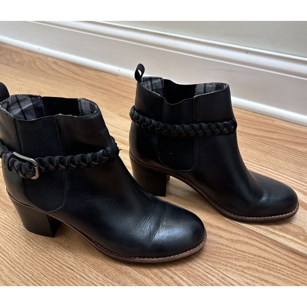 Sperry Liberty Chelsea Boots Leather Braided Strap Booties Black Size 8.5 M - Picture 3 of 15